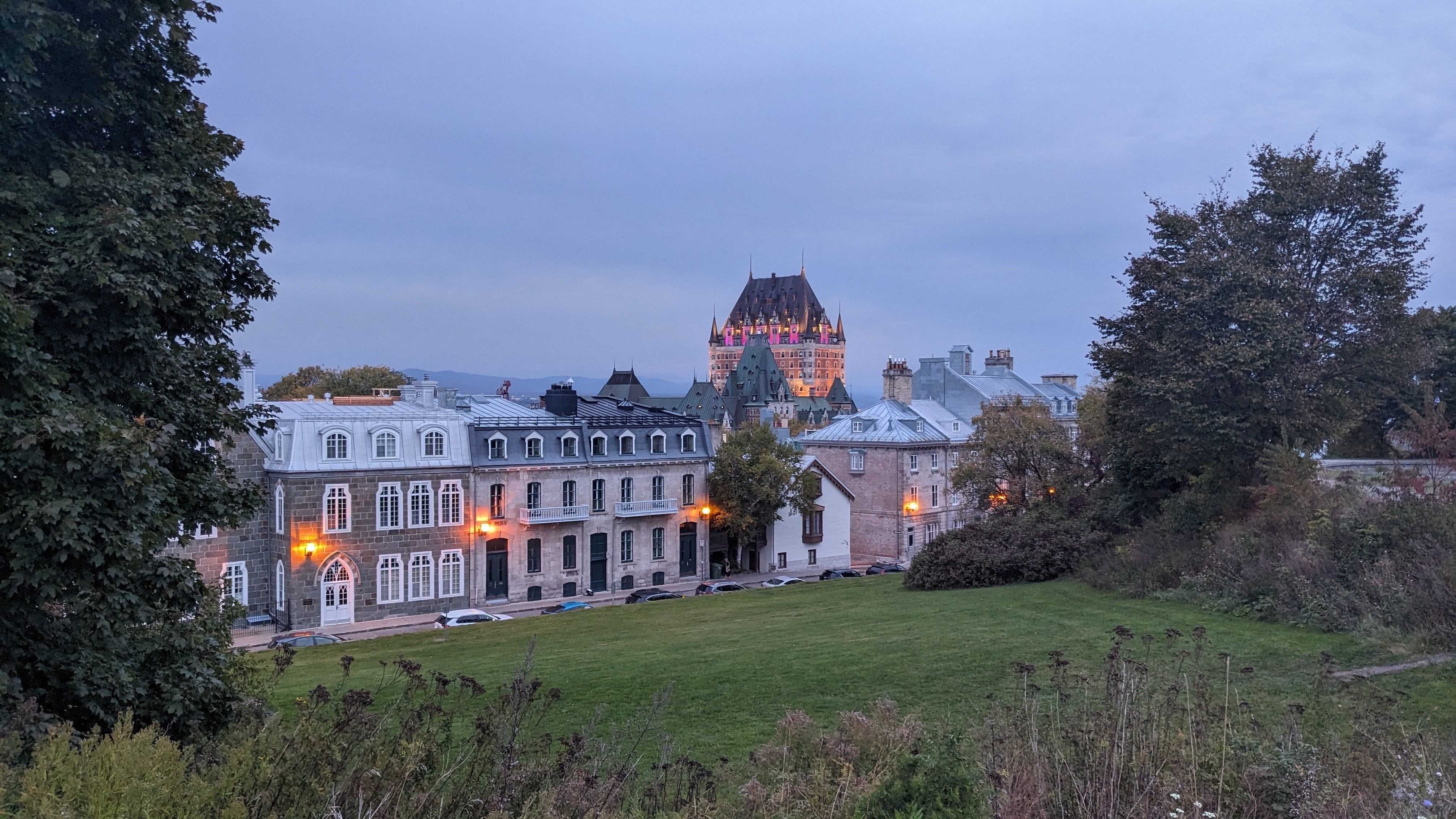 A view of Le Chateau Frontenac from the Plains of Abraham